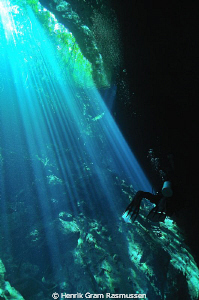 Diver at Cenote Ponderosa by Henrik Gram Rasmussen 